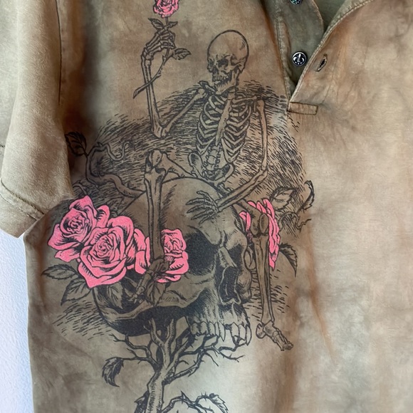 Affliction Other - RARE Affliction Skull Tree Roses Polo Shirt